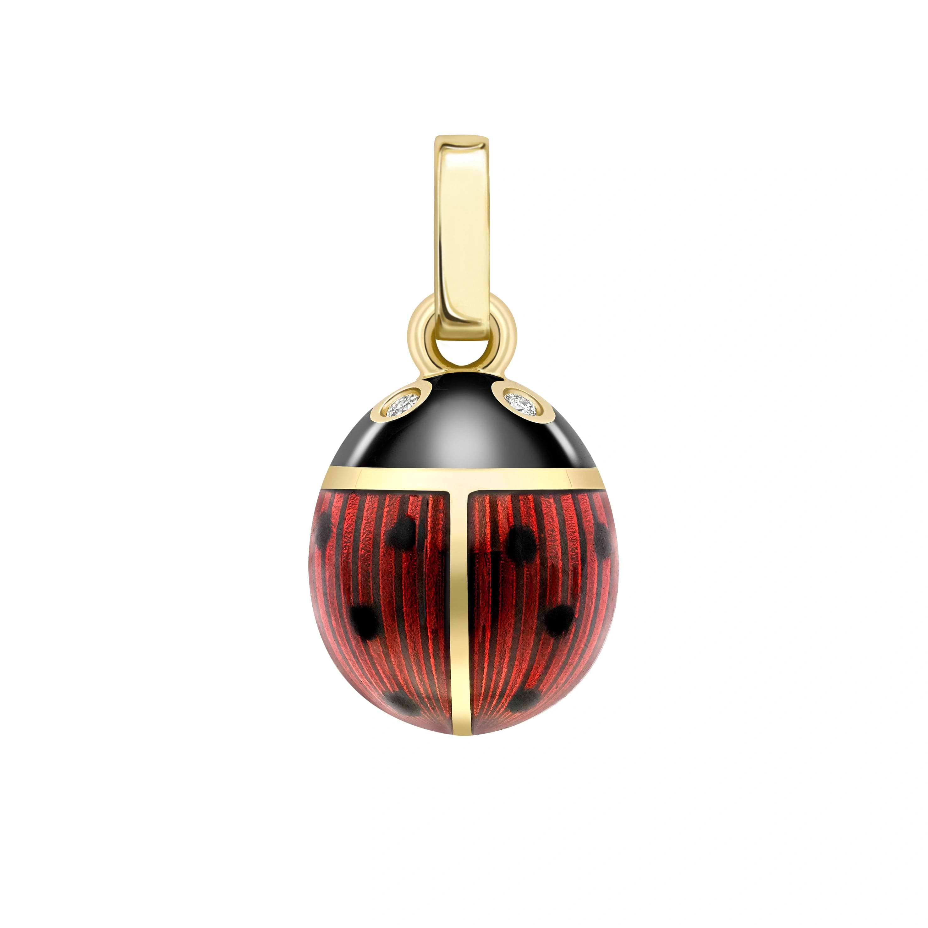 Yellow Gold Red and Black Guilloché Enamel Ladybird Charm | Fabergé 2