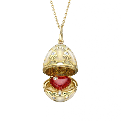 white enamel heart locket