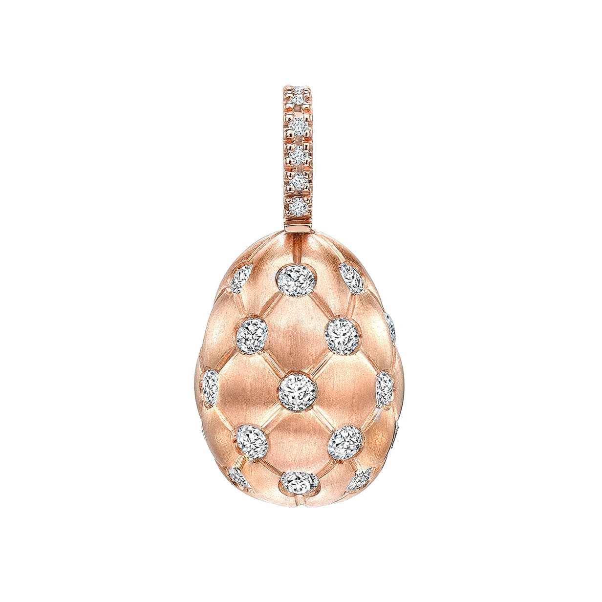 Brushed Rose Gold Diamond Egg Charm | Fabergé 2
