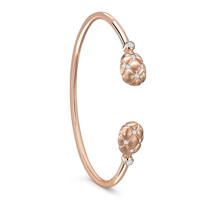 Brushed Rose Gold & Diamond Open Set Bracelet | Fabergé