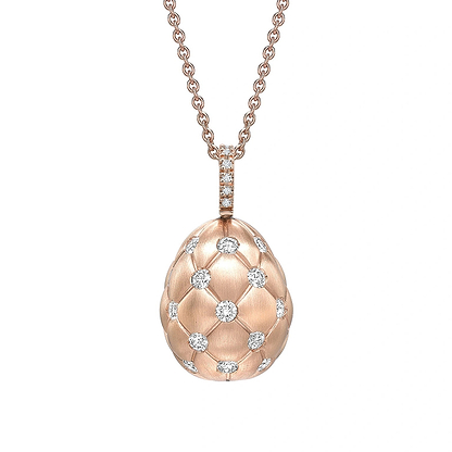 Brushed Rose Gold & Diamond Set Egg Pendant I Fabergé