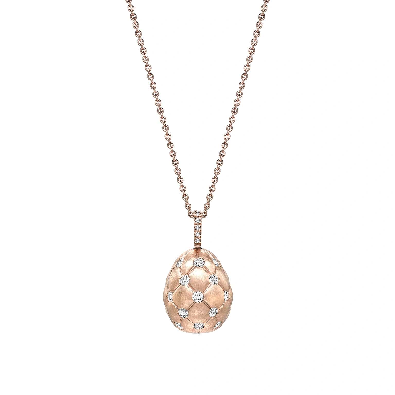 Brushed Rose Gold & Diamond Set Egg Pendant I Fabergé 2