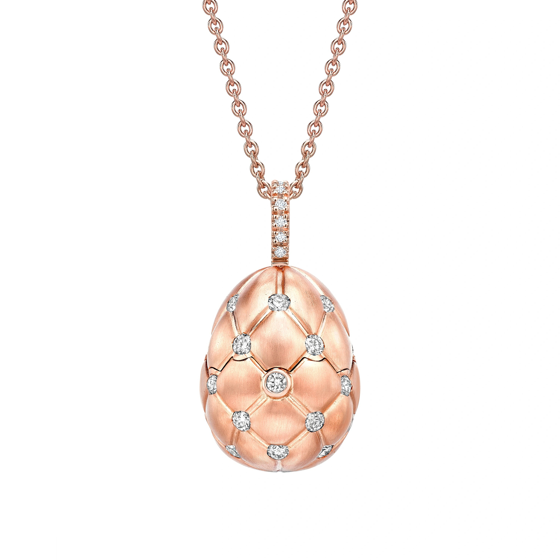 Brushed Rose Gold & Diamond Set Ruby Heart Surprise Locket | Fabergé