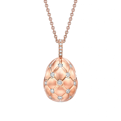 Brushed Rose Gold & Diamond Set Ruby Heart Surprise Locket | Fabergé