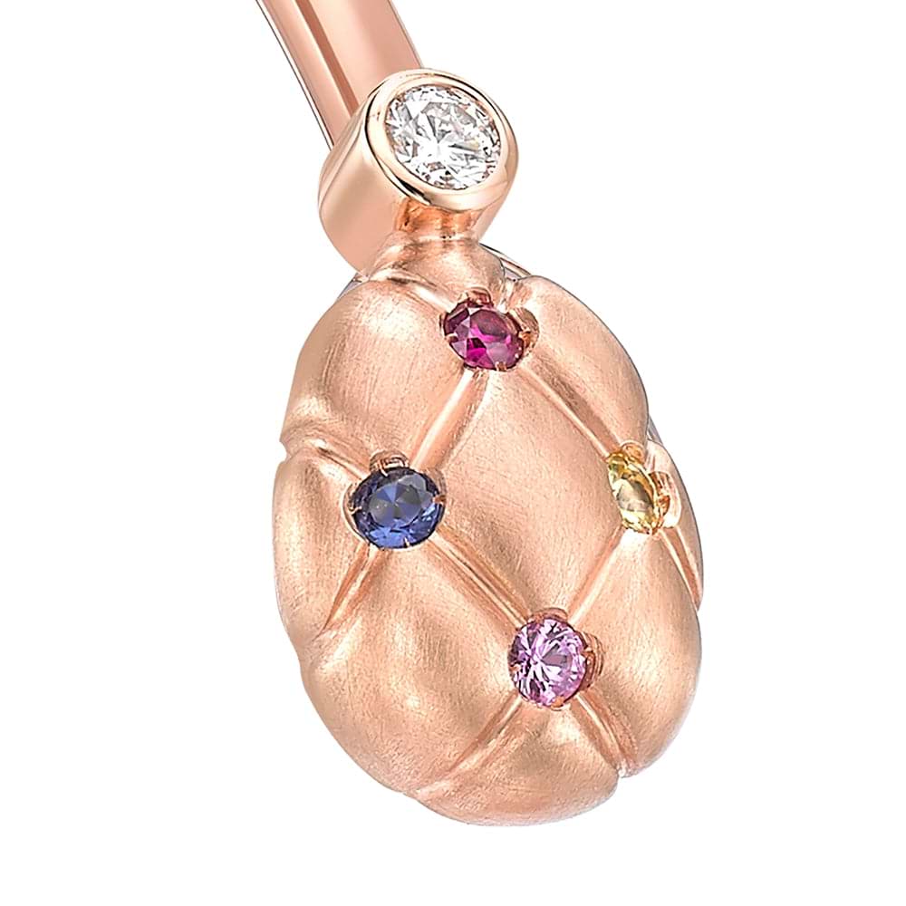 Brushed Rose Gold, Diamond, Sapphire & Ruby Open Bracelet | Fabergé 2