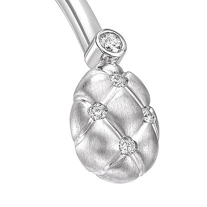 Treillage Brushed White Gold & Diamond Open Set Bracelet
