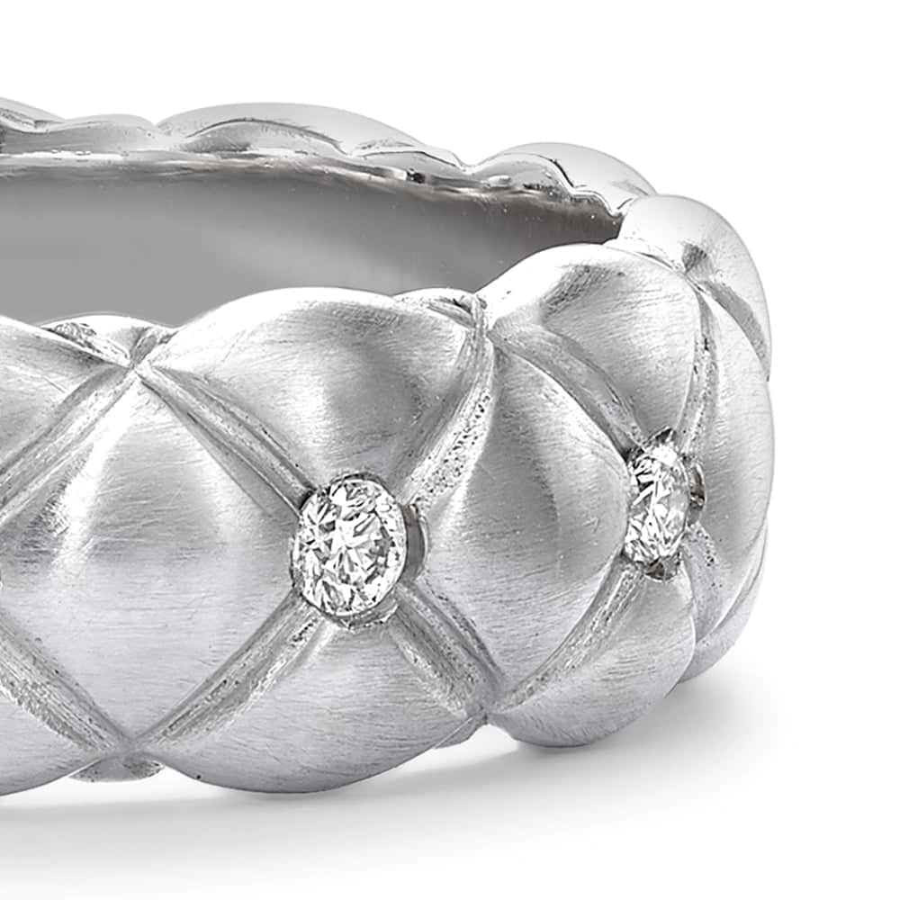 Brushed White Gold & Diamond Set Ring | Fabergé