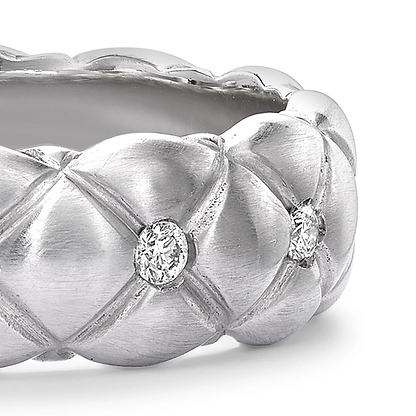 Brushed White Gold & Diamond Set Ring | Fabergé