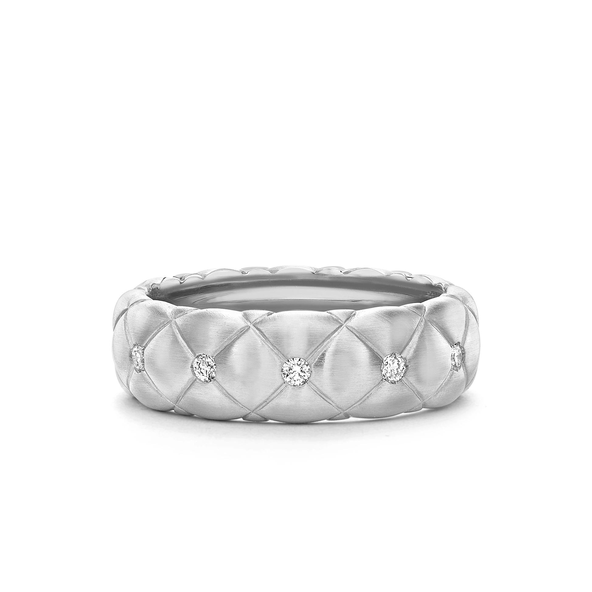 Brushed White Gold & Diamond Set Ring | Fabergé