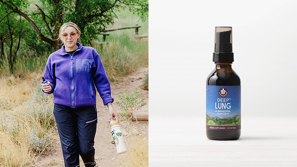 Woman walking a trail with Deep Lung