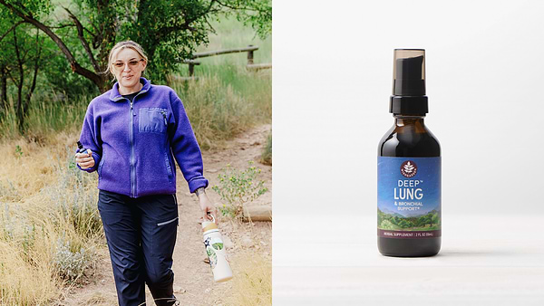 Woman walking a trail with Deep Lung