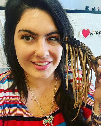 Lauren Nichols-Sheffler with a mansa root