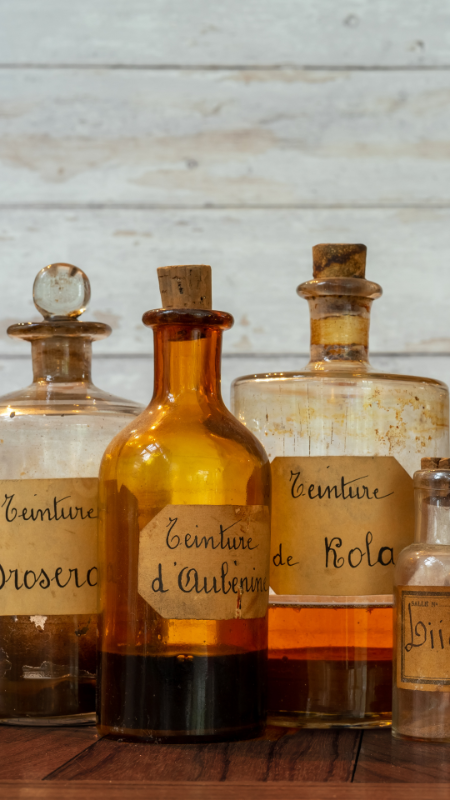 Antique amber apothecary bottles