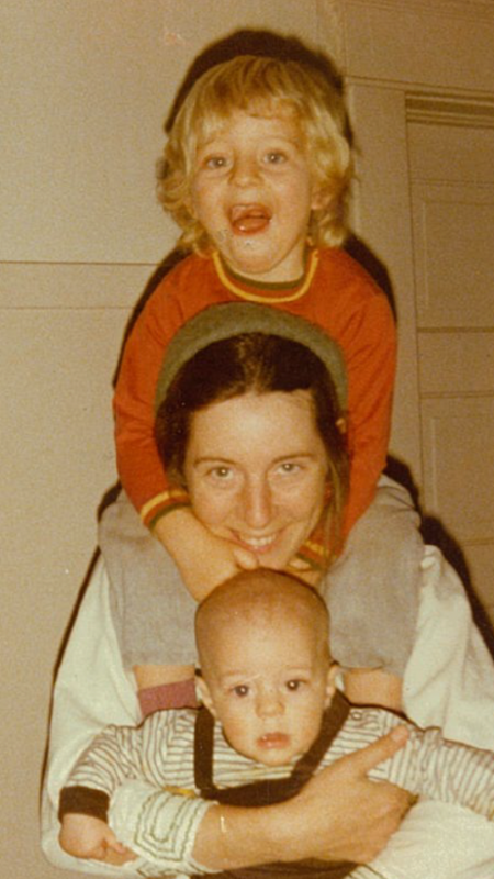 Vintage photograph of Catherine Hunziker with her children
