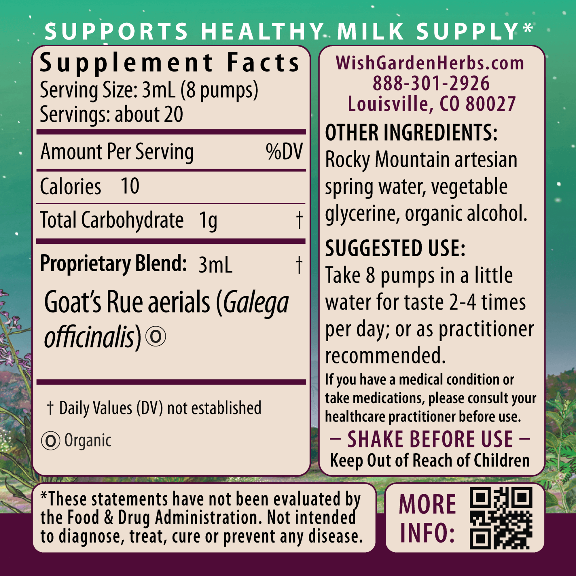 Goat's Rue Lactation Aid Ingredients & Supplement Facts