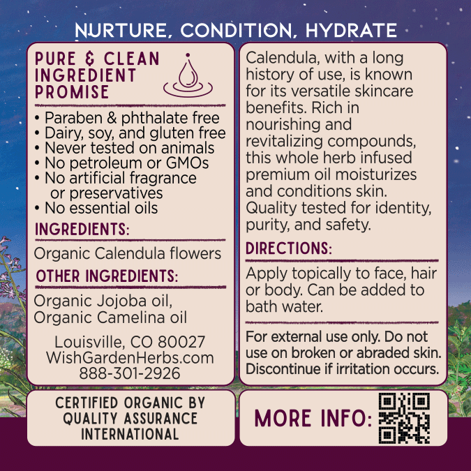 Calendula Oil Nourish & Revitalize Ingredients & Supplement Facts