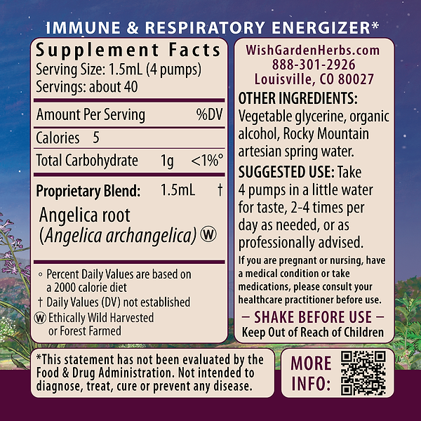 Angelica Root Tincture 2oz Pump Supplement Facts and Suggested Use