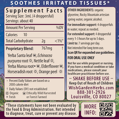 Kick-Ass Allergy & Sinus, Soother 4oz Dropper Supplement Facts and Suggested Use