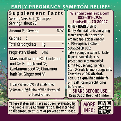 Morning Sickness, Nausea Relief 2oz Pump Supplement Facts and Suggested Use