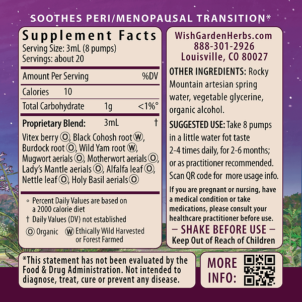 Cycle Changes, Peri/Menopause 2oz Pump Supplement Facts and Suggested Use