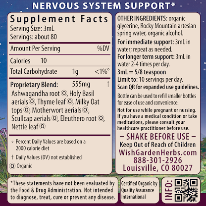 Deep Stress, Daily Calm 8oz Bottle Supplement Facts and Suggested Use