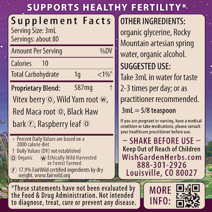 Fertility Prep, Conception Support 8oz Bottle Supplement Facts and Suggested Use