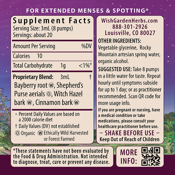 Flow Stopper, Lingering Cycle 2oz Pump Supplement Facts and Suggested Use