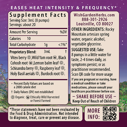 Hot Flash Tamer, Daily Regulator 2oz Pump Supplement Facts and Suggested Use