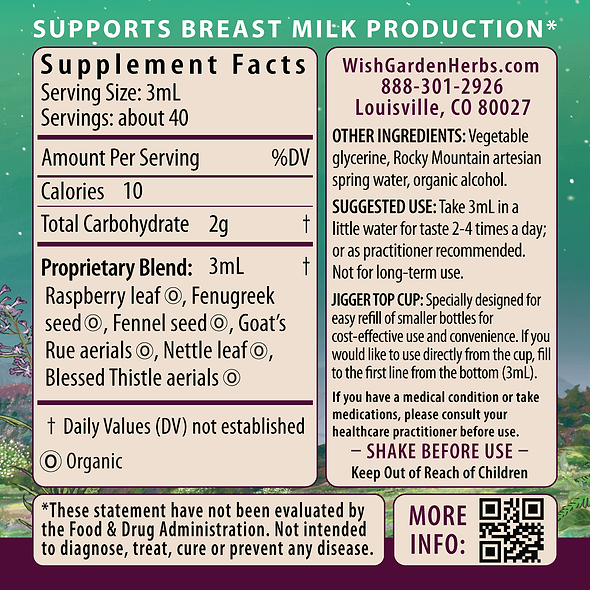 Milk Rich, Supply Booster 4oz Jigger Supplement Facts and Suggested Use