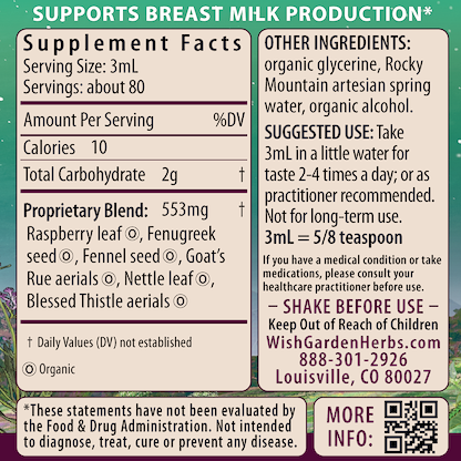 Milk Rich, Supply Booster 8oz Bottle Supplement Facts and Suggested Use