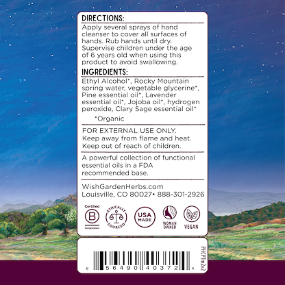 Hand Purifier with Pine, Sage & Lavender 2oz Spray Supplement Facts and Suggested Use