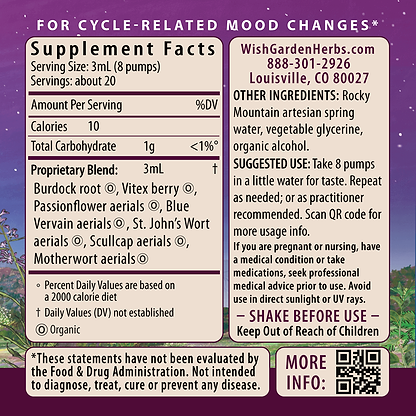 P.M.S. Emotional, Mood Support 2oz Pump Supplement Facts and Suggested Use