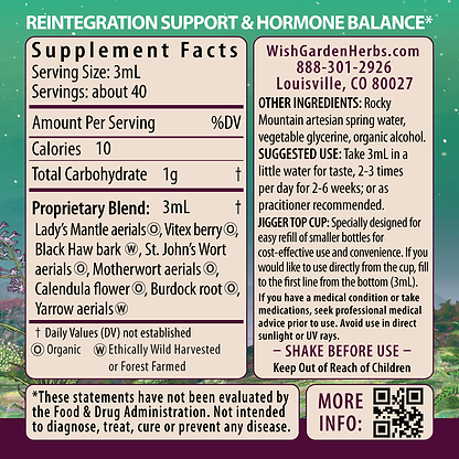 ReBalance, After Birth Hormonal 4oz Jigger Supplement Facts and Suggested Use