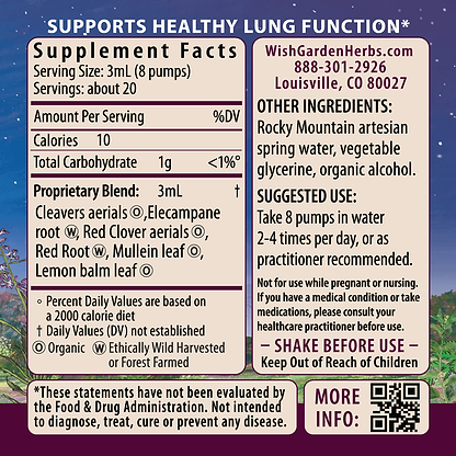 Respiratory Strength, Daily Support 2oz Pump Supplement Facts and Suggested Use