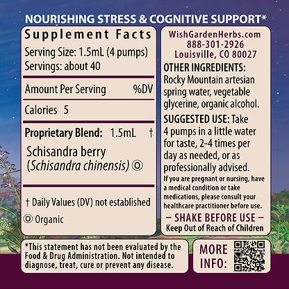 Schisandra Berry Tincture 2oz Pump Supplement Facts and Suggested Use