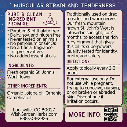 St. John’s Wort Oil, Soothe & Recover 2oz Pump Supplement Facts and Suggested Use