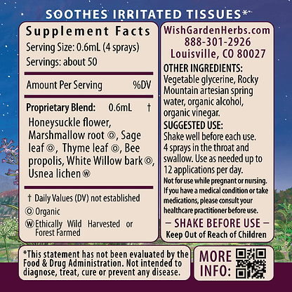 Kick-Ass Throat Spray 1oz Spray Supplement Facts and Suggested Use