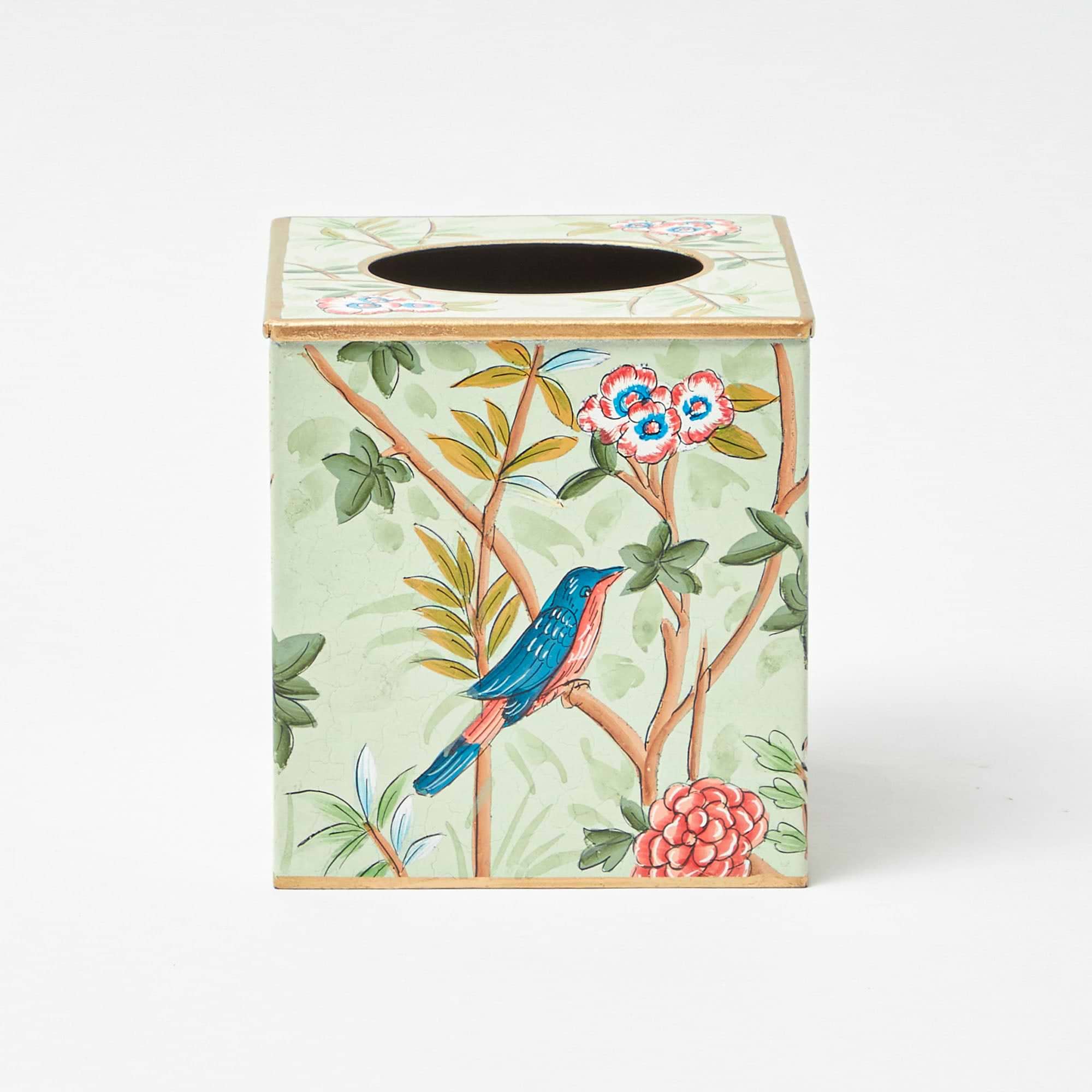 Green Chinoiserie Tole Tissue Box