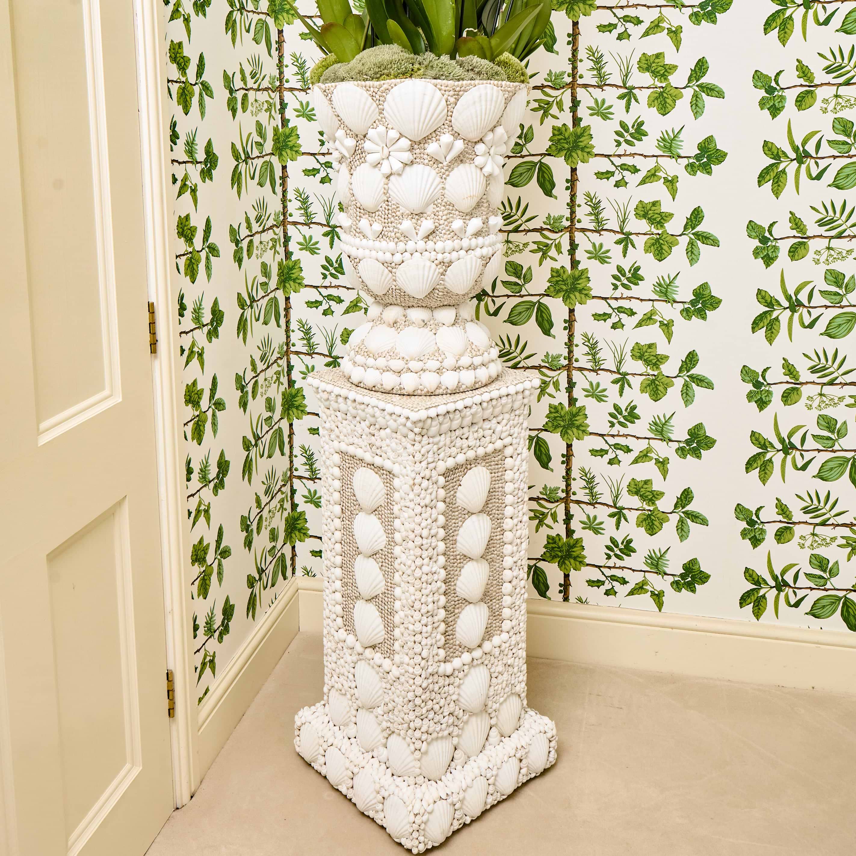 Large Mixed Shell Urn & Pedestal