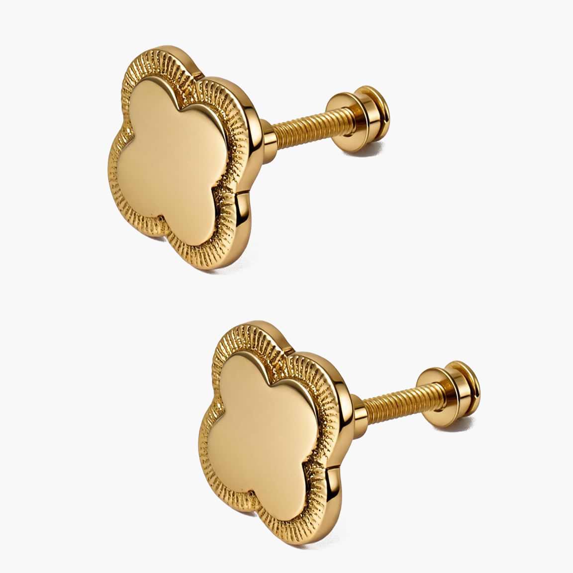 Quatrefoil Brass Knobs (Pair)