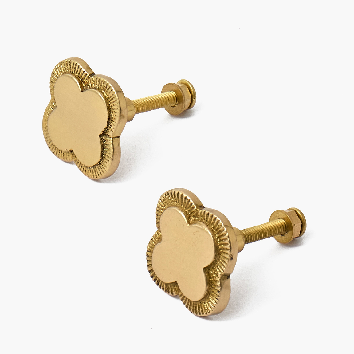Quatrefoil Brass Knobs (Pair)