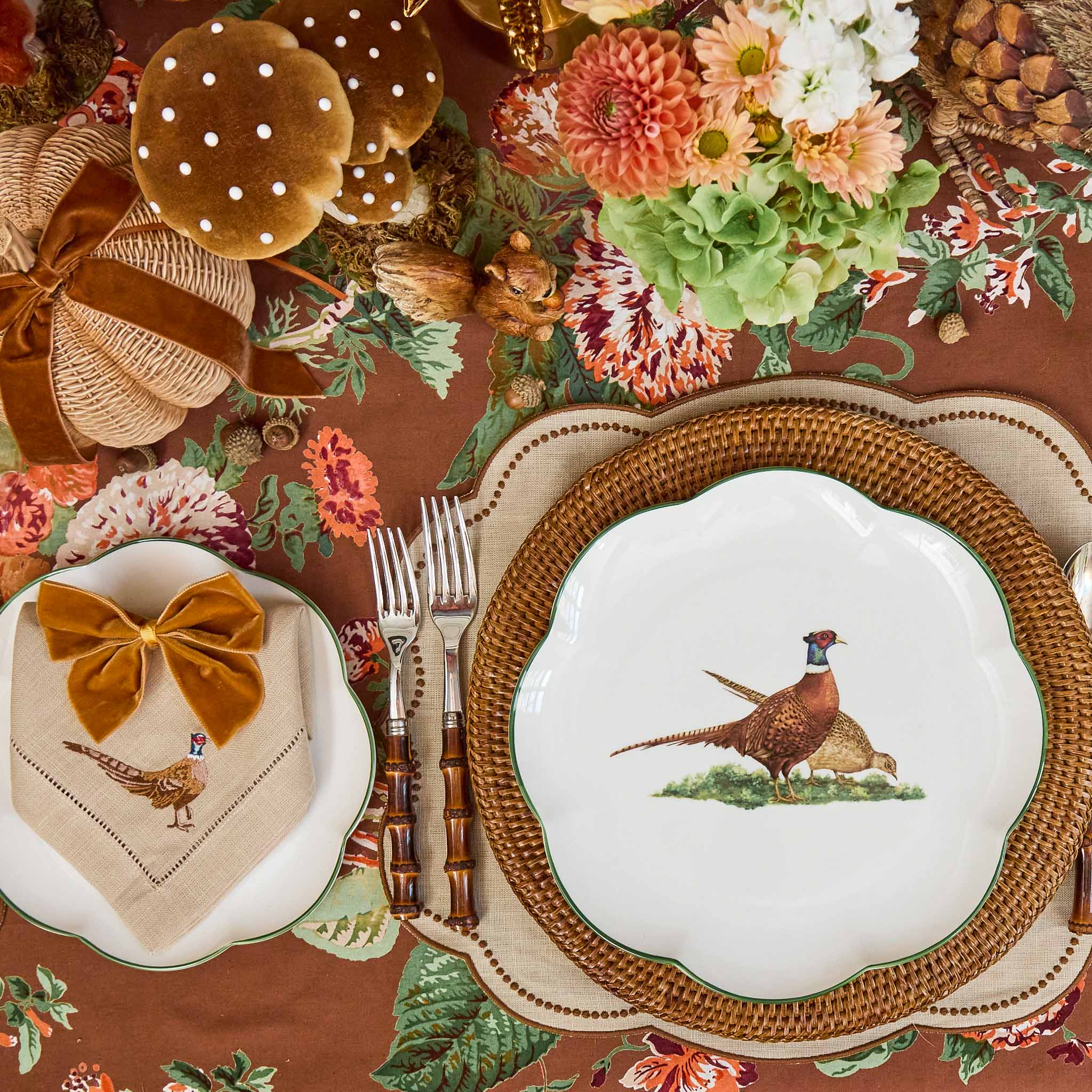 Taupe & Chocolate Eloise Linen Placemats (Set of 4)