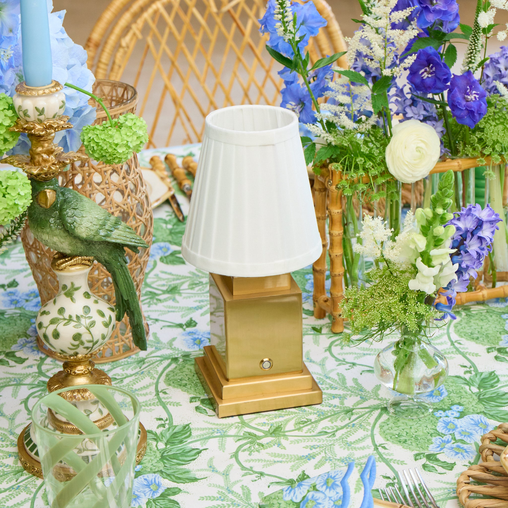 Square Rechargeable Lamp with Cream Shade (15cm)