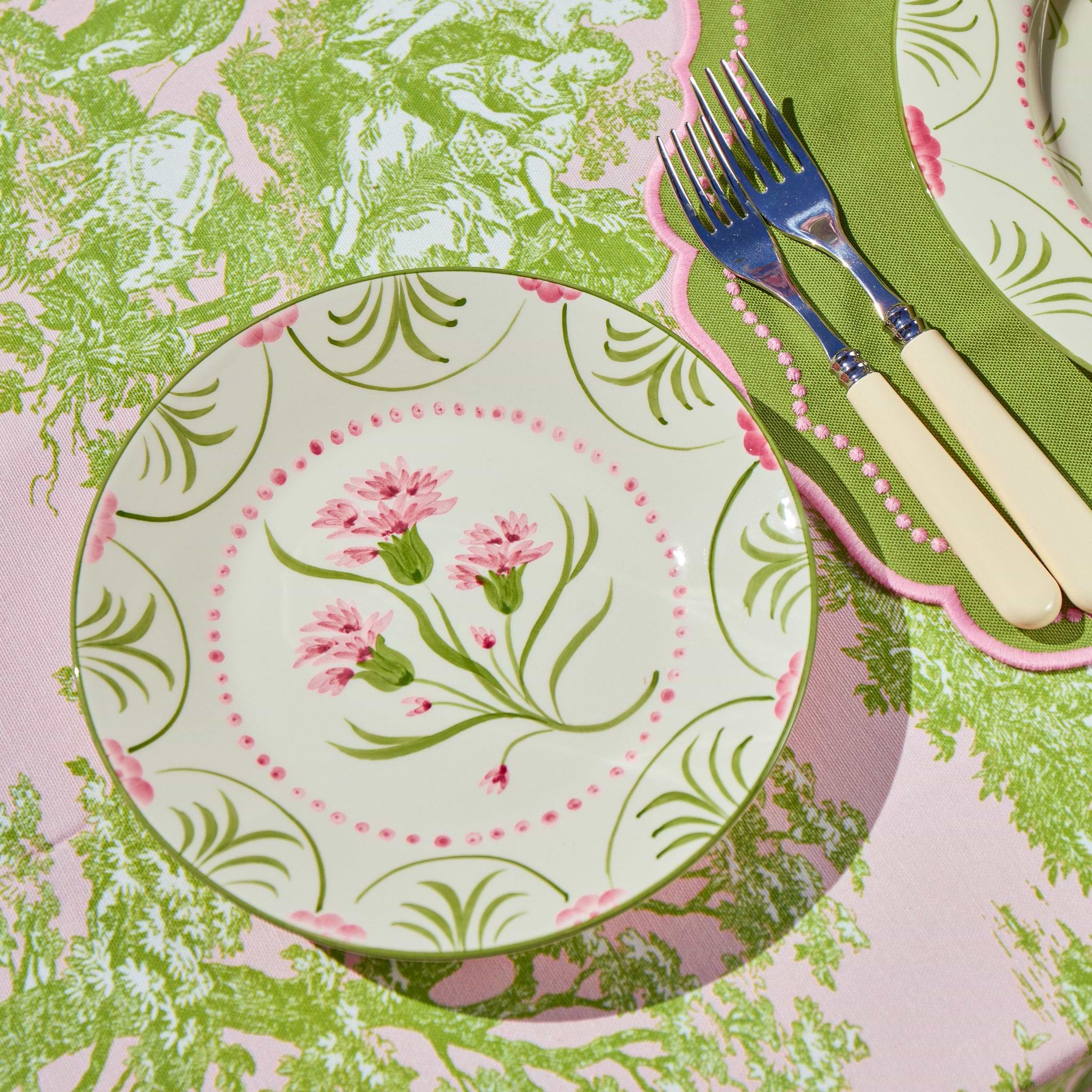 Pink & Green Santa Kristina Starter Plates (Set of 4)