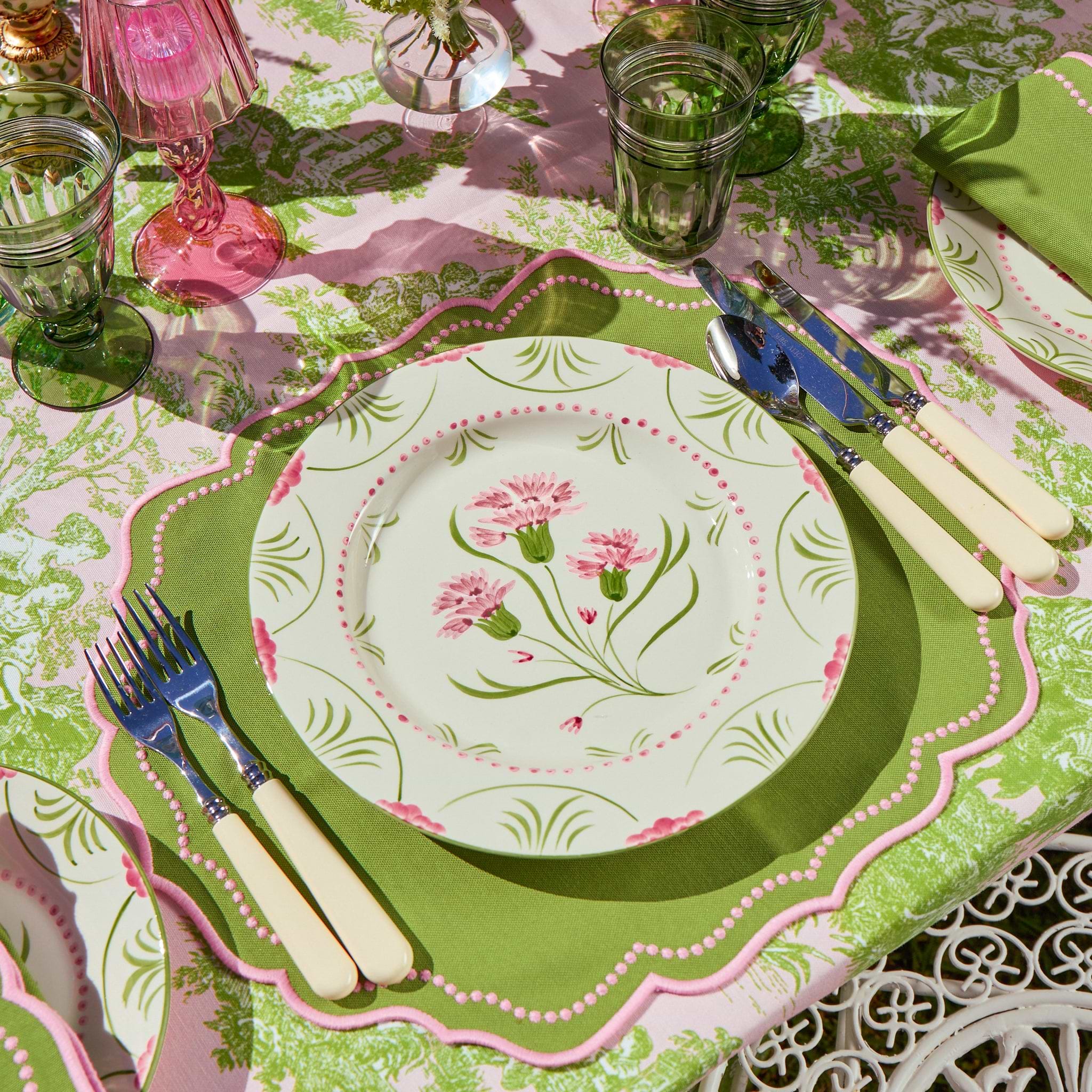 Pink & Green Santa Kristina Dinner Plates (Set of 4)