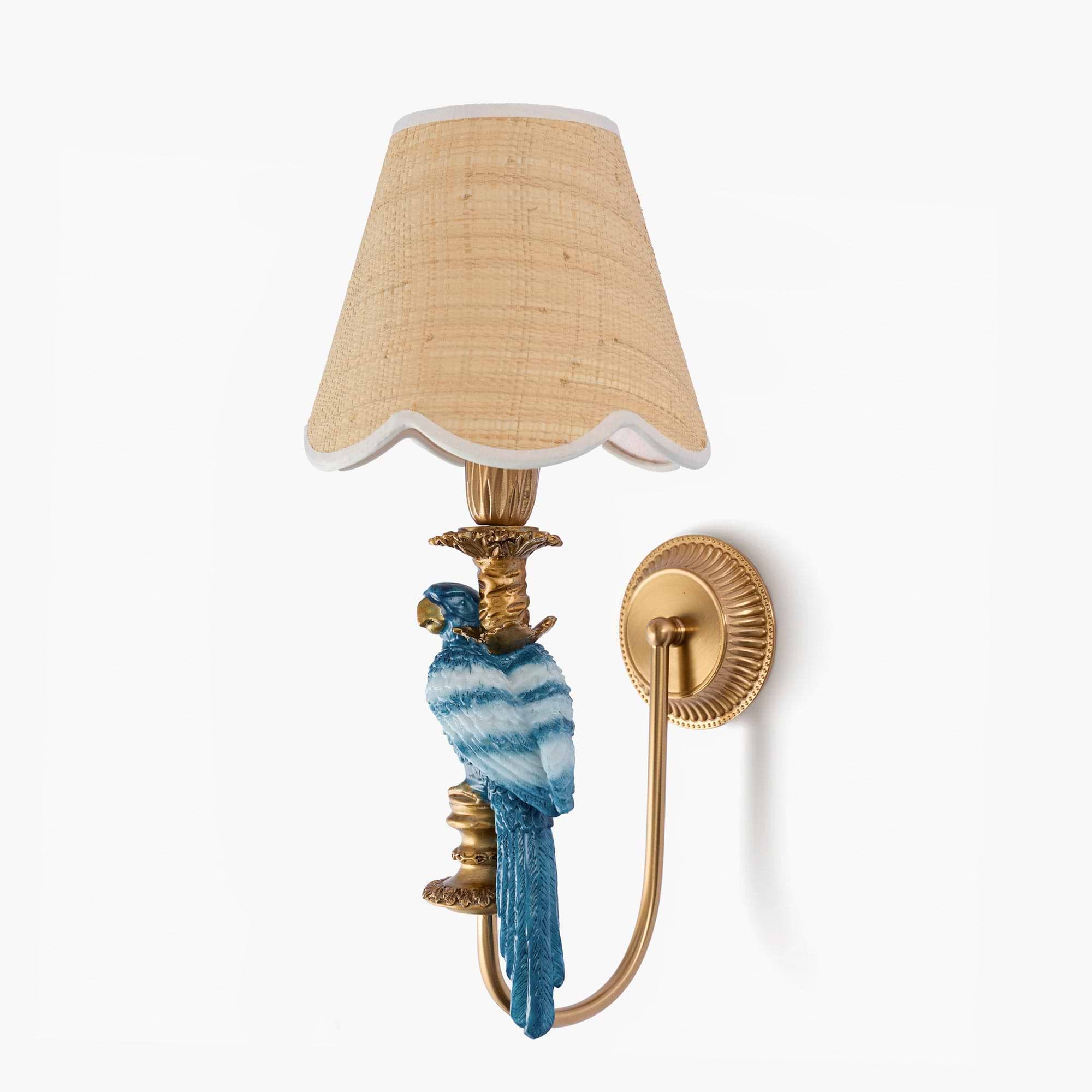 Blue Parrot Rechargeable Wall Light with Grasscloth Shade (18cm)