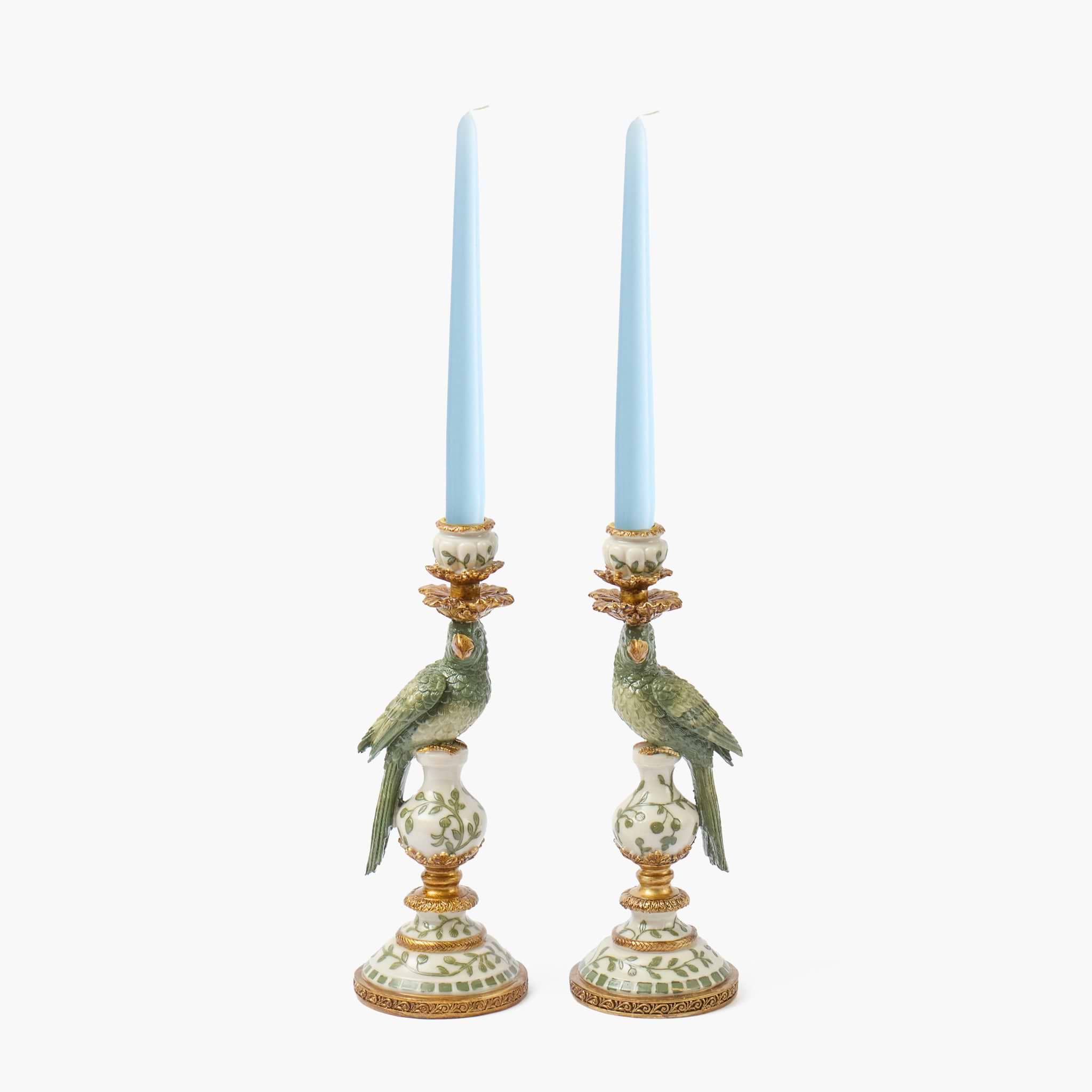 Olive Small Parrot Candle Holders (Pair)