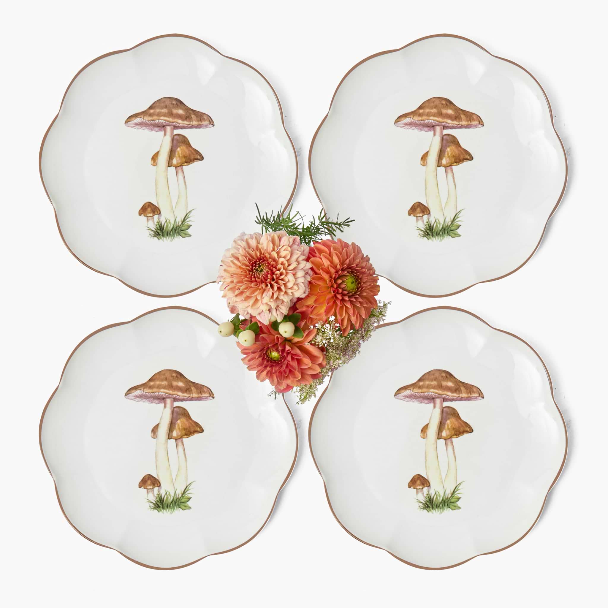 Scalloped Mushroom Dinner Plates (Set of 4)