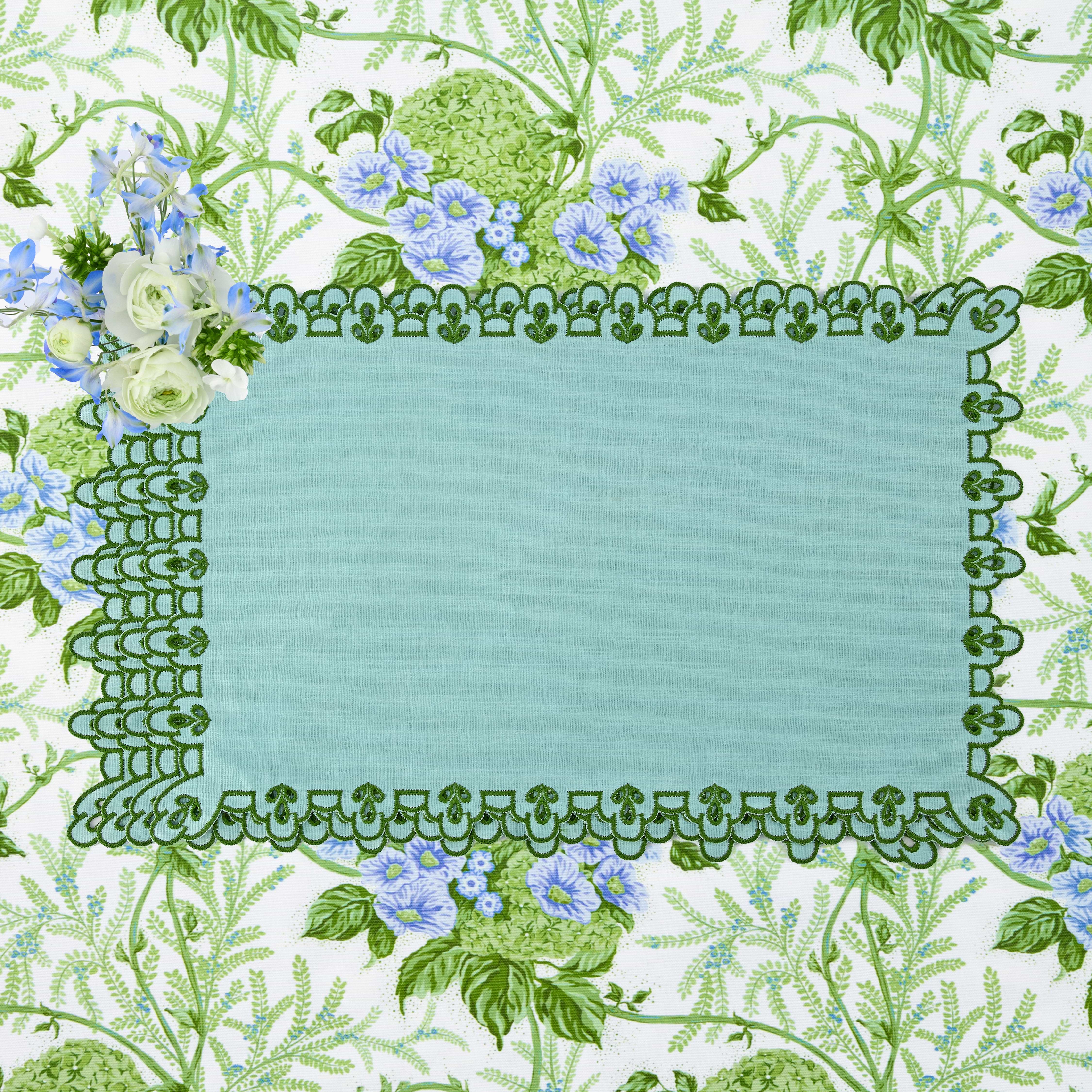 Blue & Green Sophia Waxed Placemats (Set of 4)