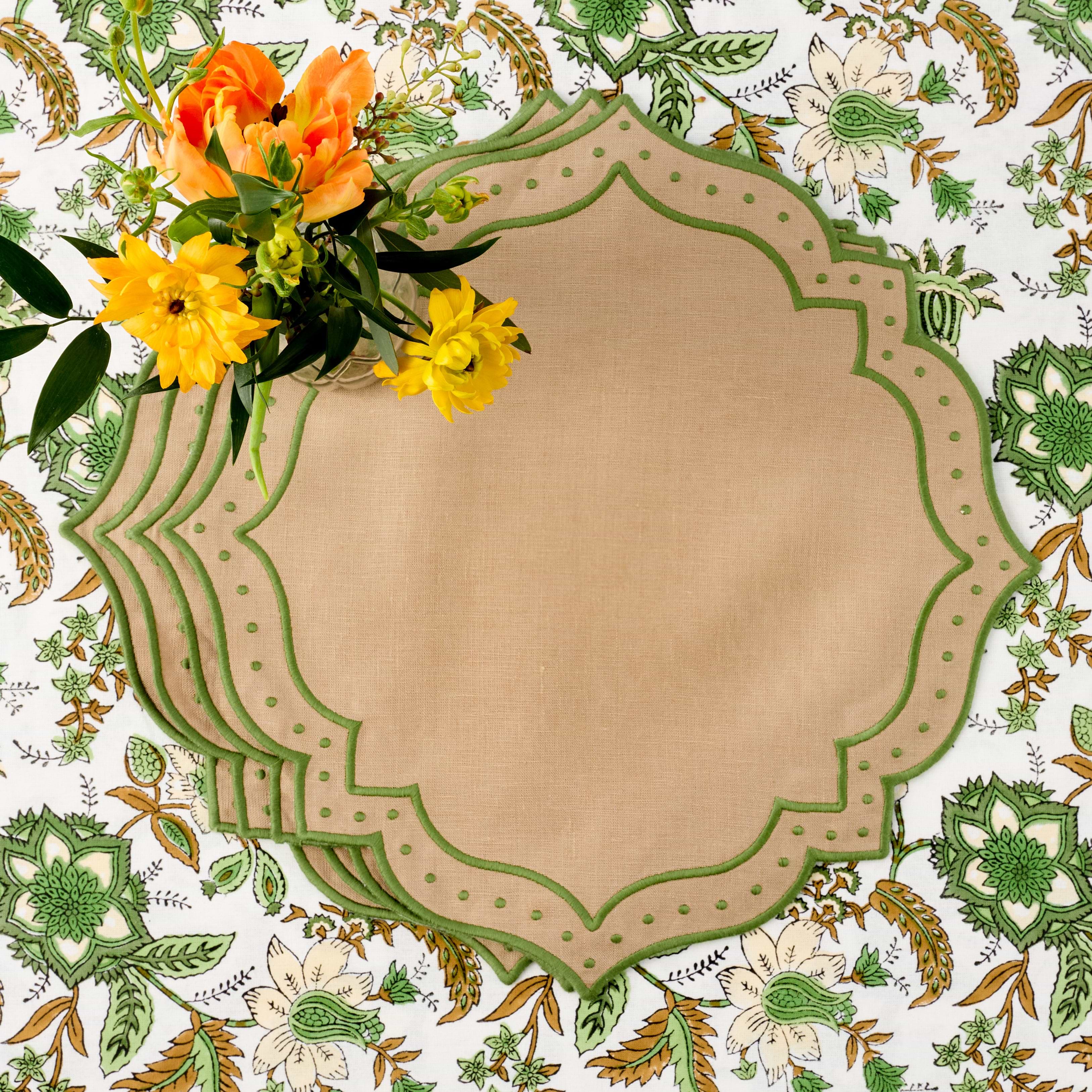 Sand & Green Celestria Placemats (Set of 4)